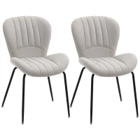 HOMCOM Lot de 2 chaises de salle à manger en tissu et piètement métal - grand confort - assise enveloppante - gris(m-1)