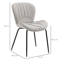 HOMCOM Lot de 2 chaises de salle à manger en tissu et piètement métal - grand confort - assise enveloppante - gris(m-3)
