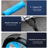 HOMCOM Trottinette Pliable Adulte Enfant à partir de 14 Ans béquille Frein à Friction arrière Hauteur Guidon réglable 3 niv. Roues à 20 cm alu. métal Noir Bleu(m-7)
