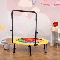 HOMCOM Trampolino Elastico Pieghevole con Manubrio e Tappeto da Ballo, per Fitness e Gioco, Փ102x89-114cm(m-2)