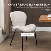 HOMCOM Lot de 2 chaises de salle à manger en tissu et piètement métal - grand confort - assise enveloppante - gris(m-4)