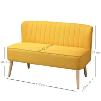 HOMCOM 2-osobowa sofa kanapa sofa tapicerowana meble wypoczynkowe szeroka żółta(m-3)