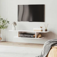 HOMCOM Floating TV Unit Stand for TVs up to 40", Wall Mounted Media Console with Storage Shelf, Entertainment Center, White(m-10)