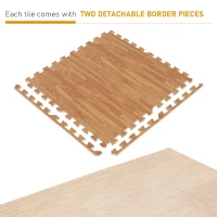 HOMCOM covor puzzle, efect de lemn, din EVA, 61.5x61.5cm(m-4)
