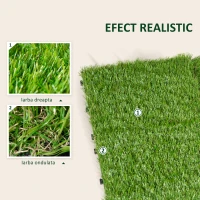 Outsunny, gazon sintetic de gradina, 10 buc, 30x30 cm, verde(m-6)