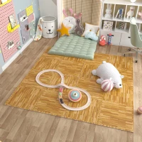 HOMCOM Covor Puzzle in EVA Efect Lemn Natural 42 Piese 61.5x61.5cm(m-2)