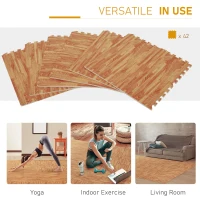 HOMCOM covor puzzle, efect de lemn, din EVA, 61.5x61.5cm(m-7)