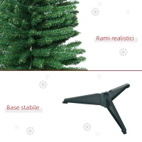 HOMCOM Albero di Natale Artificiale Slim 150cm con Supporto in Metallo 294 Rami(m-6)