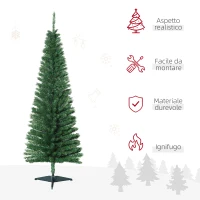 HOMCOM Albero di Natale Artificiale Slim 150cm con Supporto in Metallo 294 Rami(m-4)