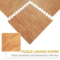 HOMCOM covor puzzle, efect de lemn, din EVA, 61.5x61.5cm(m-5)