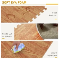 HOMCOM covor puzzle, efect de lemn, din EVA, 61.5x61.5cm(m-6)