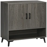 HOMCOM Aparador de Sala de Estar Móvel Sapateiro Estreito com 2 Portas e Prateleira de Armazenamento 76x34x76,5cm Cinza Escuro(m-1)