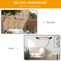 Outsunny Terrasverwarmer, 4 Warmtestanden, met Afstandsbediening, Water- & Stofbestendig, Staal + Aluminium, 88 x 13 x 9 cm(m-8)