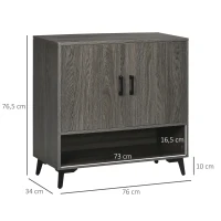 HOMCOM Aparador de Sala de Estar Móvel Sapateiro Estreito com 2 Portas e Prateleira de Armazenamento 76x34x76,5cm Cinza Escuro(m-3)