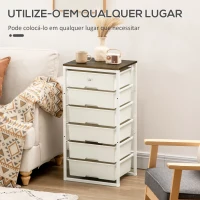 HOMCOM Cómoda com 6 Gavetas de Plástico Combinação de Arrumação com Estrutura de Aço 41,5x33x82cm Branco(m-5)
