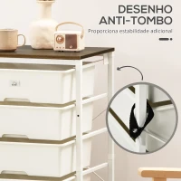 HOMCOM Cómoda com 6 Gavetas de Plástico Combinação de Arrumação com Estrutura de Aço 41,5x33x82cm Branco(m-7)