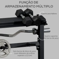 HOMCOM Suporte para Halteres Suporte de Armazenamento de Pesos e Discos Fitness G Carga Máxima 150kg 100x55x102cm Preto(m-4)