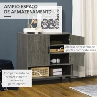 HOMCOM Aparador de Sala de Estar Móvel Sapateiro Estreito com 2 Portas e Prateleira de Armazenamento 76x34x76,5cm Cinza Escuro(m-5)