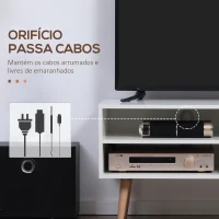 HOMCOM Móvel de TV com 2 Prateleiras de Armazenamento e Armário para Televisores até 55 Polegadas 110x40x50cm Branco e Madeira(m-5)