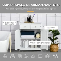 kleankin Armário Auxiliar Casa de Banho com 2 Gavetas 2 Portas e Prateleira Ajustável Estilo Moderno 60x30x75cm Branco(m-5)