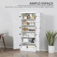 HOMCOM Armário de Cozinha Móvel Auxiliar de Cozinha com 6 Prateleiras de Armazenamento Estilo Moderno 76x40x176,7cm Branco(m-4)