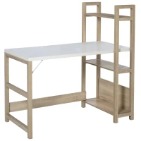 HOMCOM Particle Board 3-Tier Shelves Study Desk White/Oak(m-1)