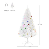 HOMCOM 6ft White Christmas Tree Artificial PVC Christmas Tree w/ Ornaments(m-3)