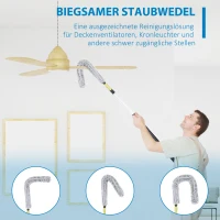 HOMCOM Staubwedel-Set, drei Aufsätze, ausfahrbare Teleskopstange, Polyester+Mikrofaser+Aluminium, 4 x 4 x 180 cm(m-6)