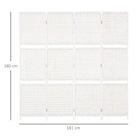 HOMCOM Biombo de 4 Painéis Dobrável Separador de Ambientes Divisor de Ambientes com Prateleiras 181x180cm Branco(m-3)