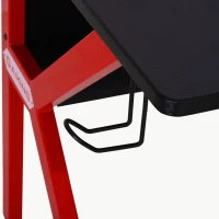 HOMCOM 136 x 66cm Gaming Desk with K Shape Legs, Computer Table with Monitor Stand, Cup Holder, Headphone Hook and Wire Basket, Red(m-8)