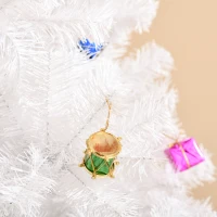 HOMCOM 6ft White Christmas Tree Artificial PVC Christmas Tree w/ Ornaments(m-10)