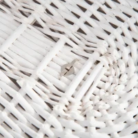 HOMCOM Cesto Portabiancheria in Vimini con Coperchio e Sacco Interno in Tessuto Lavabile, Bianco(m-8)