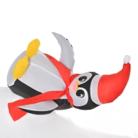 HOMCOM 5ft Outdoor Christmas Inflatable with LED Light, Lighted Blow up Polar Bear with Three Penguins, Giant Yard Party Decoration for Home Garden Lawn Party Prop(m-9)