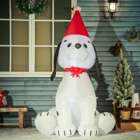 HOMCOM 6ft Inflatable Christmas Puppy Dog Wearing Santa Hat Lighted Outdoor Decoration Blow Up Decor for Holiday Indoor(m-11)