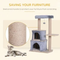 PawHut 92cm Cat Tree Scratching Post for Kitty Grey(m-5)