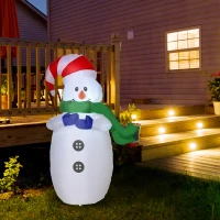HOMCOM 4ft Inflatable Standing Christmas Decoration Large Waterproof Snowman with LED and Inflator(m-10)