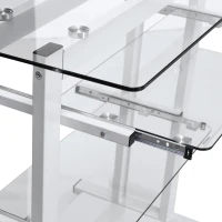 HOMCOM Workstation W/ Wheels-White, Transparent Glass(m-7)