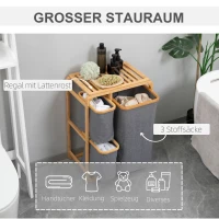 HOMCOM Kosz na pranie z bambusa z 3 wyjmowanymi koszami 50 cm x 32 cm x 69,7 cm Naturalny Szary(m-4)