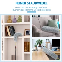 HOMCOM Staubwedel-Set, drei Aufsätze, ausfahrbare Teleskopstange, Polyester+Mikrofaser+Aluminium, 4 x 4 x 180 cm(m-7)