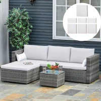 Outsunny Rattan Furniture Cushion Cover Replacement Set, 7 pcs-Cream(m-10)