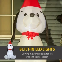 HOMCOM 6ft Inflatable Christmas Puppy Dog Wearing Santa Hat Lighted Outdoor Decoration Blow Up Decor for Holiday Indoor(m-4)