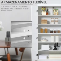 HOMCOM Armário de Cozinha Móvel Auxiliar de Cozinha com 6 Prateleiras de Armazenamento Estilo Moderno 76x40x176,7cm Branco(m-5)
