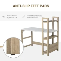 HOMCOM Particle Board 3-Tier Shelves Study Desk White/Oak(m-8)