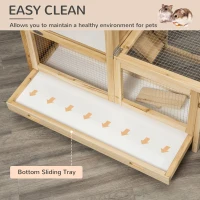 PawHut Wooden Hamster Cage, Mice Rodent Small Animals Kit Hutch, 2 Tiers Exercise Play House, with Sliding Tray, Ladder, Seesaw, Running Wheel, Openable Roofs, 78 x 41.5 x 60 cm, Natural(m-5)