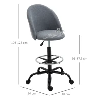 Vinsetto Small Desk Chair, Standing Desk Chair, Swivel, Armless with Footrest Grey(m-3)