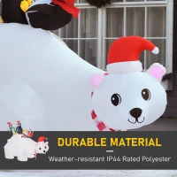 HOMCOM 5ft Outdoor Christmas Inflatable with LED Light, Lighted Blow up Polar Bear with Three Penguins, Giant Yard Party Decoration for Home Garden Lawn Party Prop(m-5)
