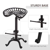HOMCOM Cast Iron Adjustable Height Industrial Bar Stool with Footrest(m-5)