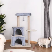 PawHut 92cm Cat Tree Scratching Post for Kitty Grey(m-2)