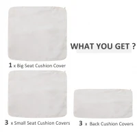 Outsunny Rattan Furniture Cushion Cover Replacement Set, 7 pcs-Cream(m-4)