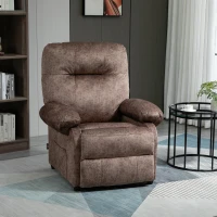 HOMCOM Fotoliu Relax Captusit si Inclinat pana la 135 ° cu Suport pentru Picioare si Buzunar detasabil - Maro(m-10)